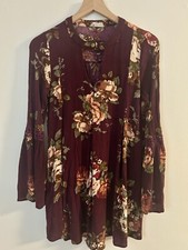 Women’s Altar’d State Red Floral Long Sleeve Dress Size Small