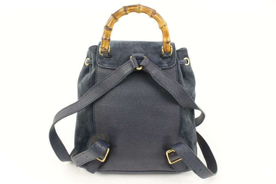 Gucci Navy Suede Bamboo Mini Backpack 56gz421s | eBay display picture 1