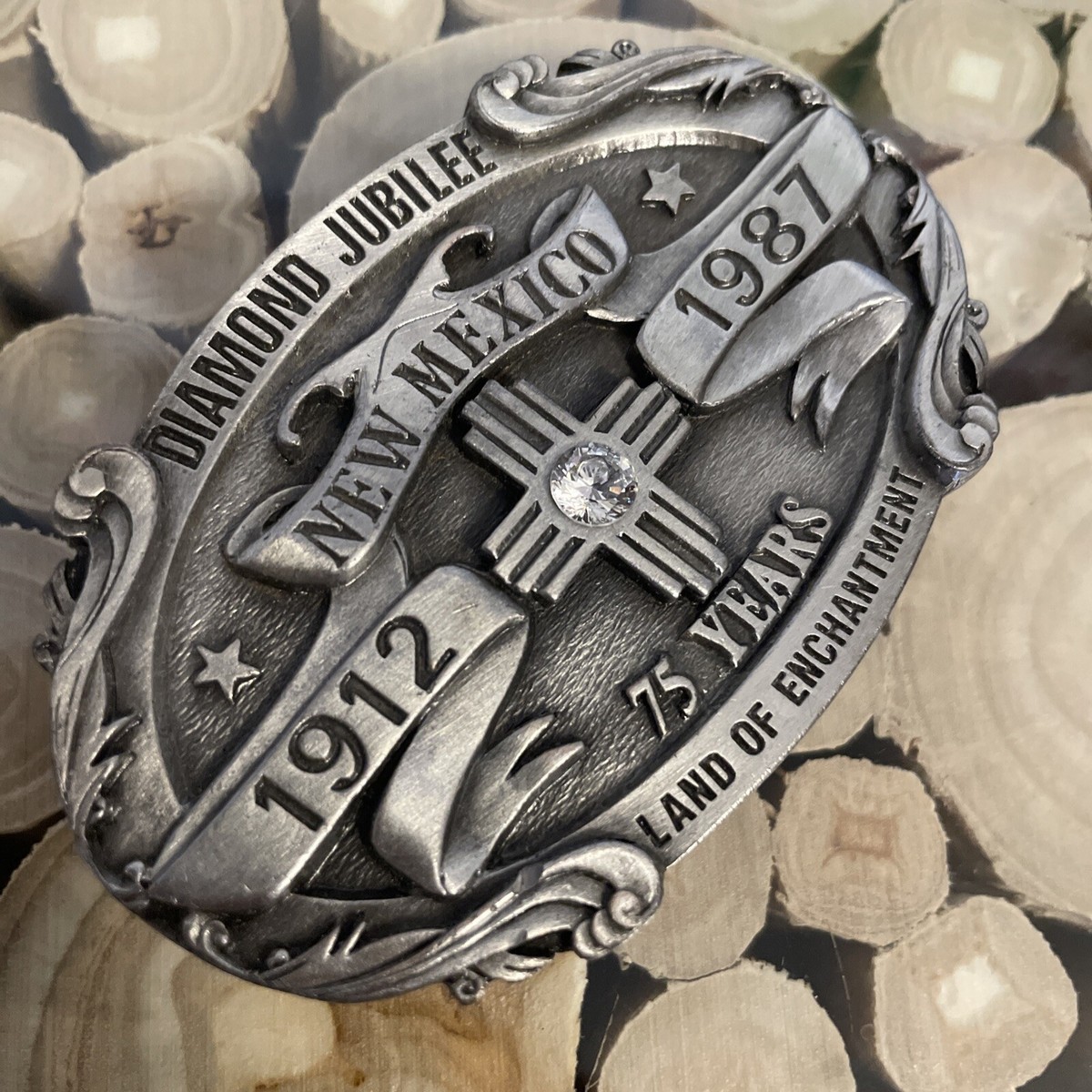 New Mexico Diamond Jubilee 1912-1987 Belt Buckle #1735/5000 3.5
