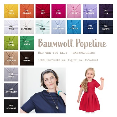 Baumwollstoff uni Popeline - Baumwolle Meterware, Blusenstoff BW-Batist *Ab 50cm
