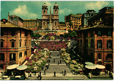 Spain's Square and the Trinita de Monti Rome Postcard Unposted