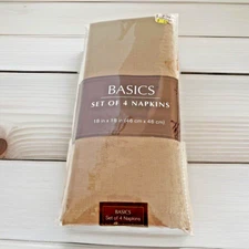 Bath Bed & Beyond Cloth Dinner Napkins Set of 4 Beige 18X18" Easy Care NEW