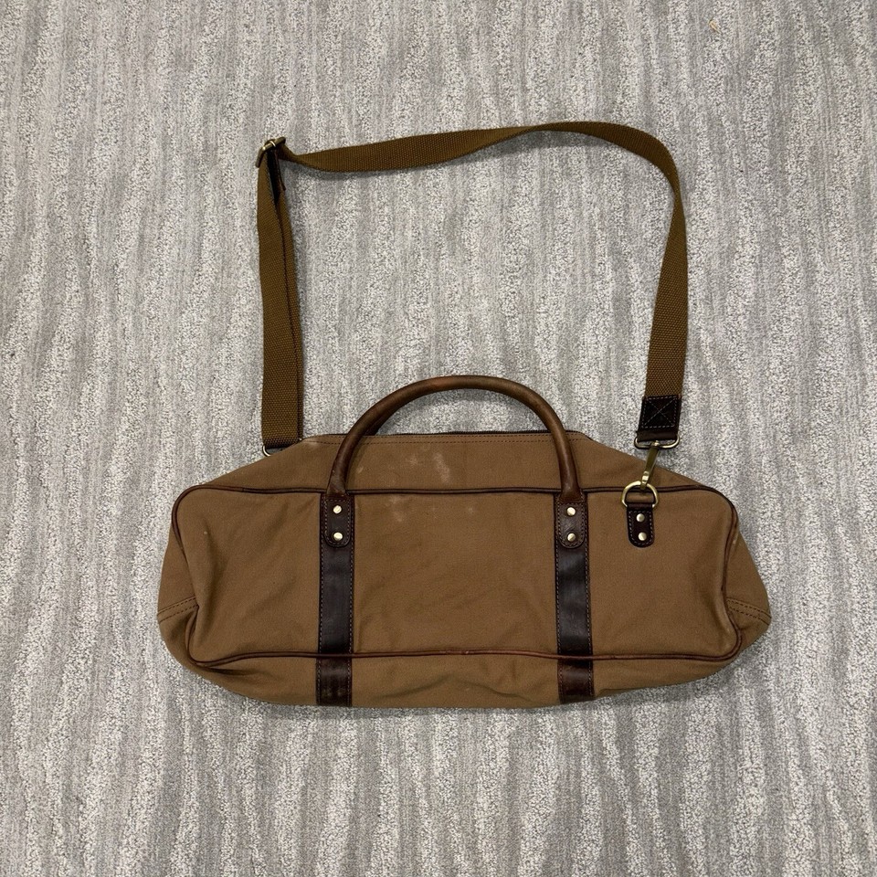 Aaron Leather Goods Canvas And Leather Messenger Bag eBay