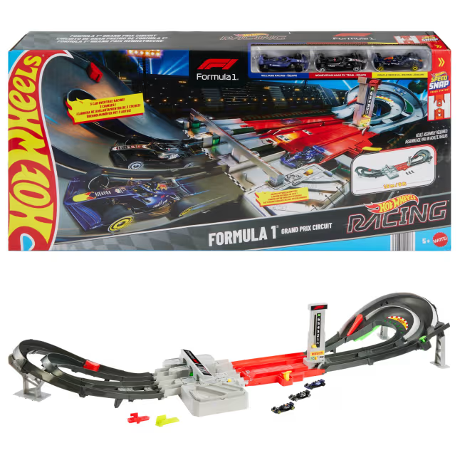 Hot Wheels F1 Grand Prix Circuit Track Set w/ 3 1:64 Scale Die