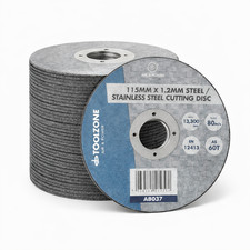 50 x Toolzone 115mm x 1.2mm Metal Cutting Discs Steel & Inox EN12413 AB037