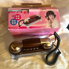 Vintage/Retro Corded Telephone MT-025 Push-Button Tone Dialing Brown/Clear