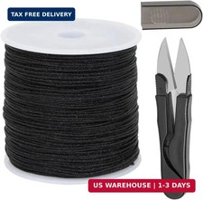 1mm Black Nylon Cord for Bracelets, QBJAYTY 100 Yards Black Nylon String Thread