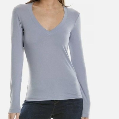 James Perse Standard Womens Long Sleeve Deep V Neck Tee AURA Sz 2 (Medium) NWT