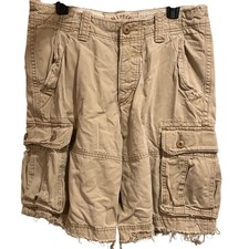 Hollister Cargo Shorts Men 30 Khaki Heavy Weight Y2K