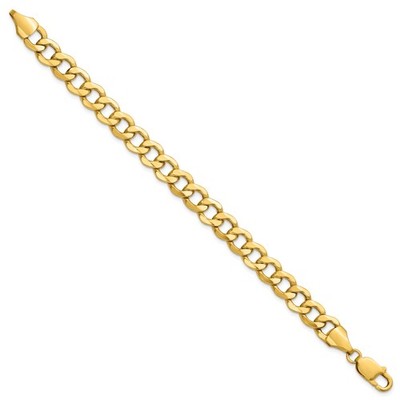 14K Yellow Gold Curb Chain Bracelet, 9 mm