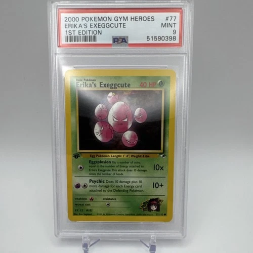 Erika's Exeggcute 77/132 Gym Heroes 1st Edition PSA 9 Basic 40 HP Common 2000