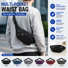 Men Women Waist Bum Bag Unisex Fanny Pack Holiday Travel Money Belt Wallet Pouch