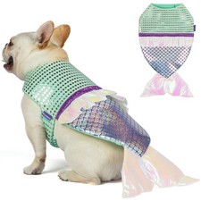 Dog Mermaid Costume Halloween Clothes Holiday Birthday Party Dog Outfits Funn...
