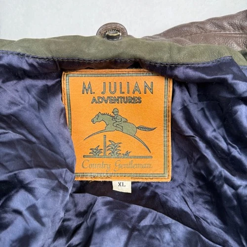 M Julian Adventures Country Gentleman Olive Green Nubuck Leather Jacket Mens XL image 3