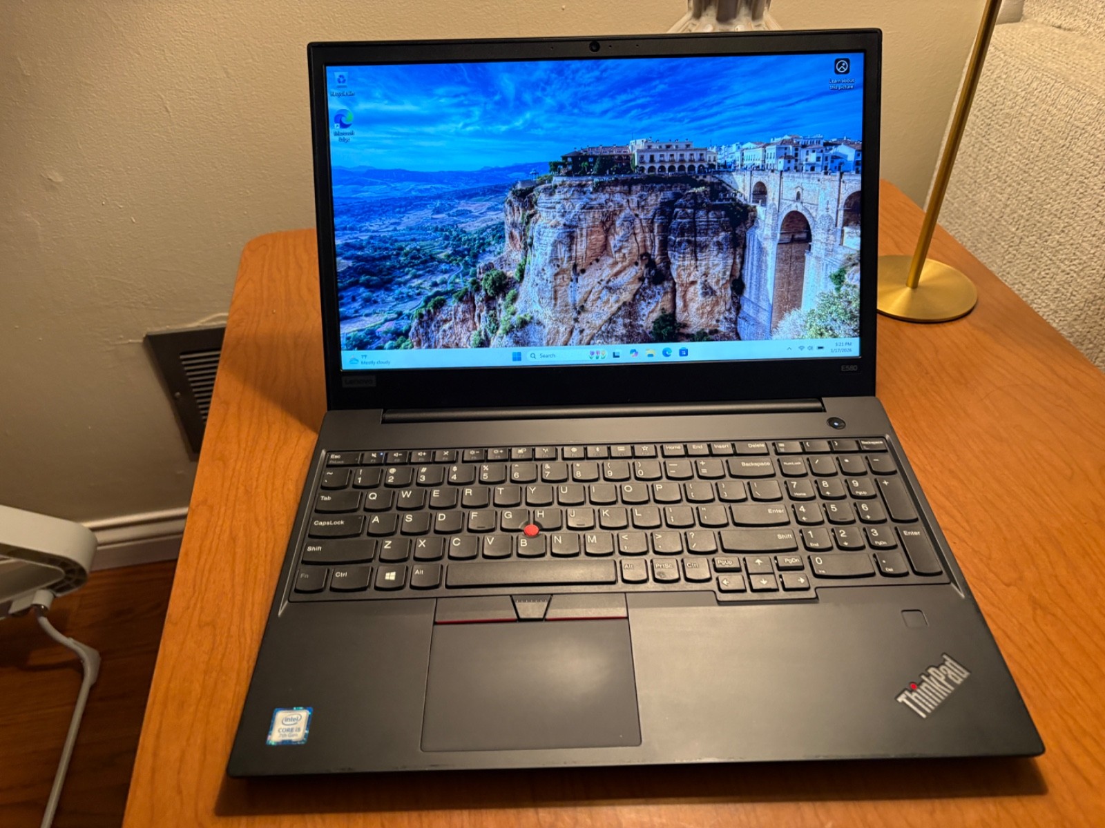 Lenovo ThinkPad E580, 15.6-Inch Laptop, with Intel Core i5 7th Gen., Windows 11 Pro