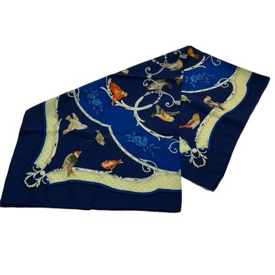 HERMES Carre 90 ''LA CLE des CHAMPS'' Birds & Keys Silk Scarf Blue Sky Freedom