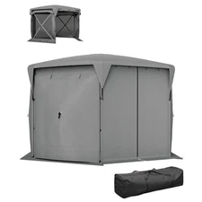 11 X 11ft Up Gazebo Screen Tent With Removable Roof Cover, Roll-up Wind Panels
