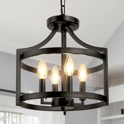 Rustic 4-Light Farmhouse Chandelier for Dining Room, Kitchen, Entryway