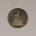 1857 P Seated Liberty Dime 10C Cents Coin Silver