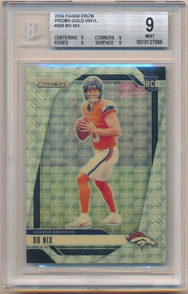 BO NIX 2024 PANINI PRIZM #309 RC GOLD VINYL PRIZMS BRONCOS SP #5/5 BGS 9 MINT