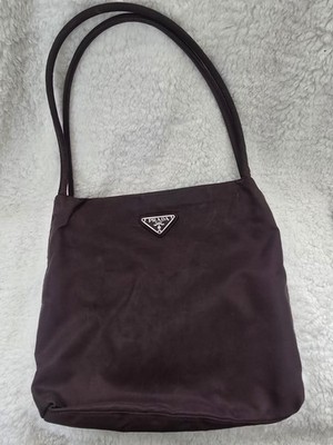 Prada Nylon Tote Bag Brown Women's Shopping Shoulder Bag Near Mint Condition