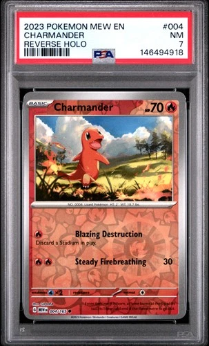 2023 POKEMON MEW EN-151 REVERSE HOLO #004 CHARMANDER PSA 7
