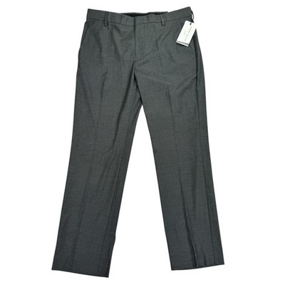 Perry Ellis Mens Modern Fit Stretch Birdseye Dress Pants Charcoal Black 32x30