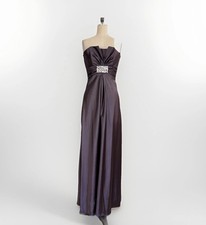 Y2K 90s Jessica McClintock Sz 4 Pewter Satin Whimsigoth Strapless Prom Maxi Gown