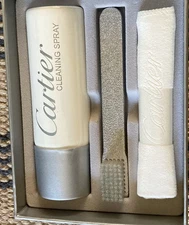 CARTIER BRACELET CLEANING KIT SRAY BRUSH CLOTH JEWELRY WATCH CARE SET VINTAGE NW