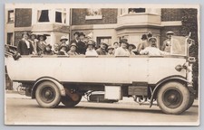 RPPC Charabanc Tour Augusta Place Leamington Spa Group Photo Vintage Postcard