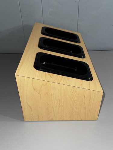 Porta posate posate in LEGNO 3 scomparti ristorante argenteria con Cambro - Foto 5 di 14