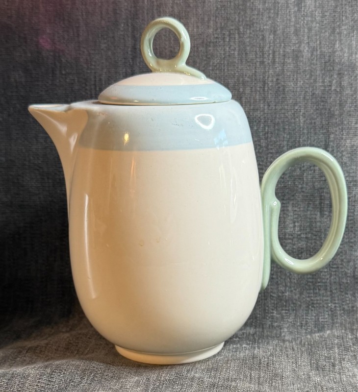 1938-39 Homer Laughlin Swing Eggshell Sky-Blue Pastel Individual Coffee Pot