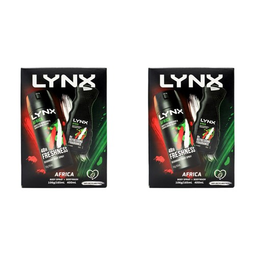 LYNX Africa Duo Geschenkset – Body Wash 225 Ml & Deo-Spray 150 Ml, Für Ihn