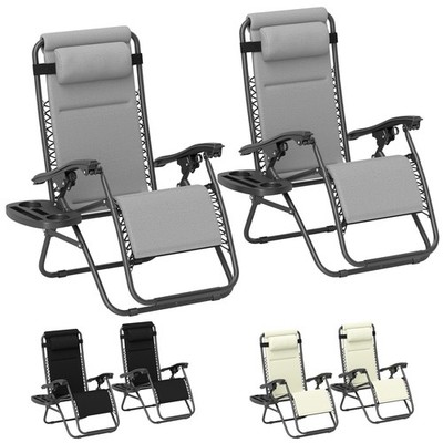 Outsunny Zero Gravity Lounge Chair Set Padded Outdoor Recliner Chair