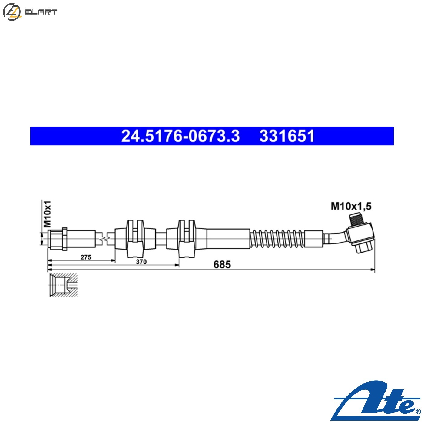 BRAKE HOSE 24.5176-0673.3 FOR OPEL ASTRA/J/GTC A 13 DTE 1.2L A 18 XER 1.8L 4cyl