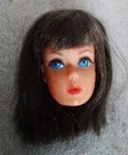 Vintage 1966 Dark Brown Hair Blue Eyes Barbie Doll Head
