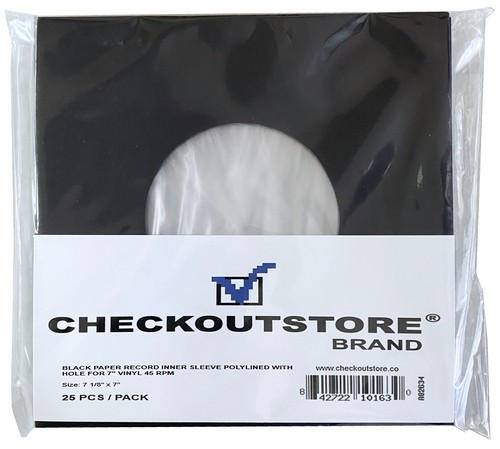Black Paper Record Inner Sleeves Polylined /w Hole 7" Vinyl 45 RPM Records