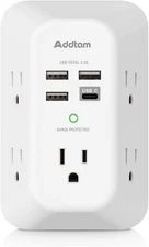 USB Wall Charger Surge Protector 5 Outlet Extender with 4 USB Charging Ports (1