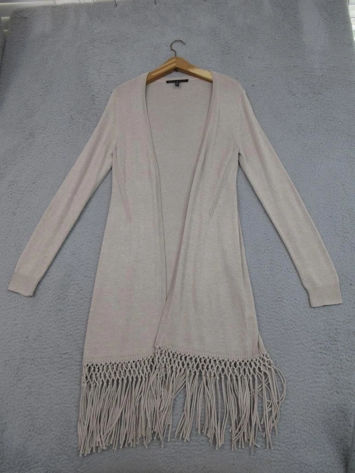 Suéter de la Casa Blanca Mercado Negro para Mujer Cárdigan Largo Pequeño Flecos Tejido Boho Foto 4 de 4