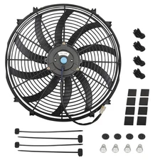 Black 16" Slim Fan Push Pull Electric Radiator Engine Cooling 12V 120W Mount Kit