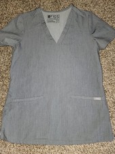 Figs Casma Womens Medical 3 Pocket Scrub Top Heathered Gray 2XS fw1100