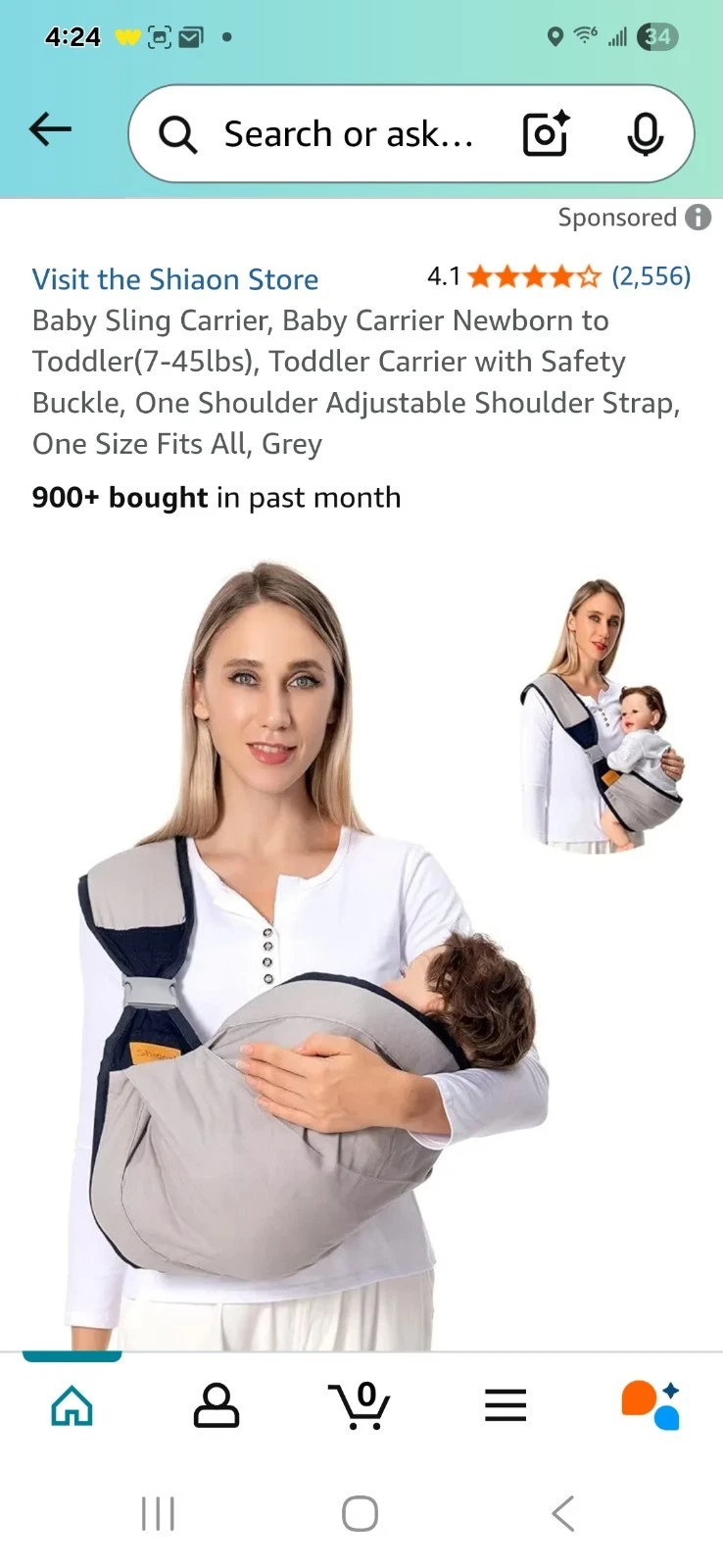Baby Sling Carrier, Baby Carrier Newborn to Toddler(7-45lbs), Toddler Carrier...