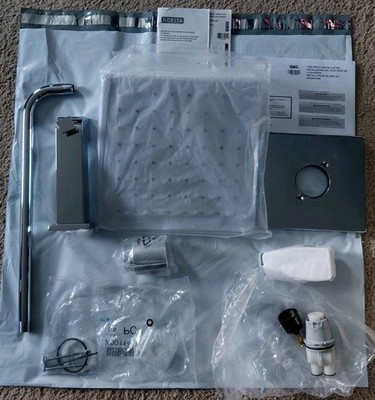 Delta Faucet Modern Raincan Square Shower Trim Kit, Showerhead, Handle, Chrome 