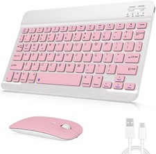 Rechargeable Bluetooth Keyboard and Mouse Combo, Universal Ultra-Slim Wireless K