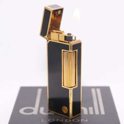 With D Mark Dunhill Lighter Gold/Black_Ultrasonically Cleaned_WORKING