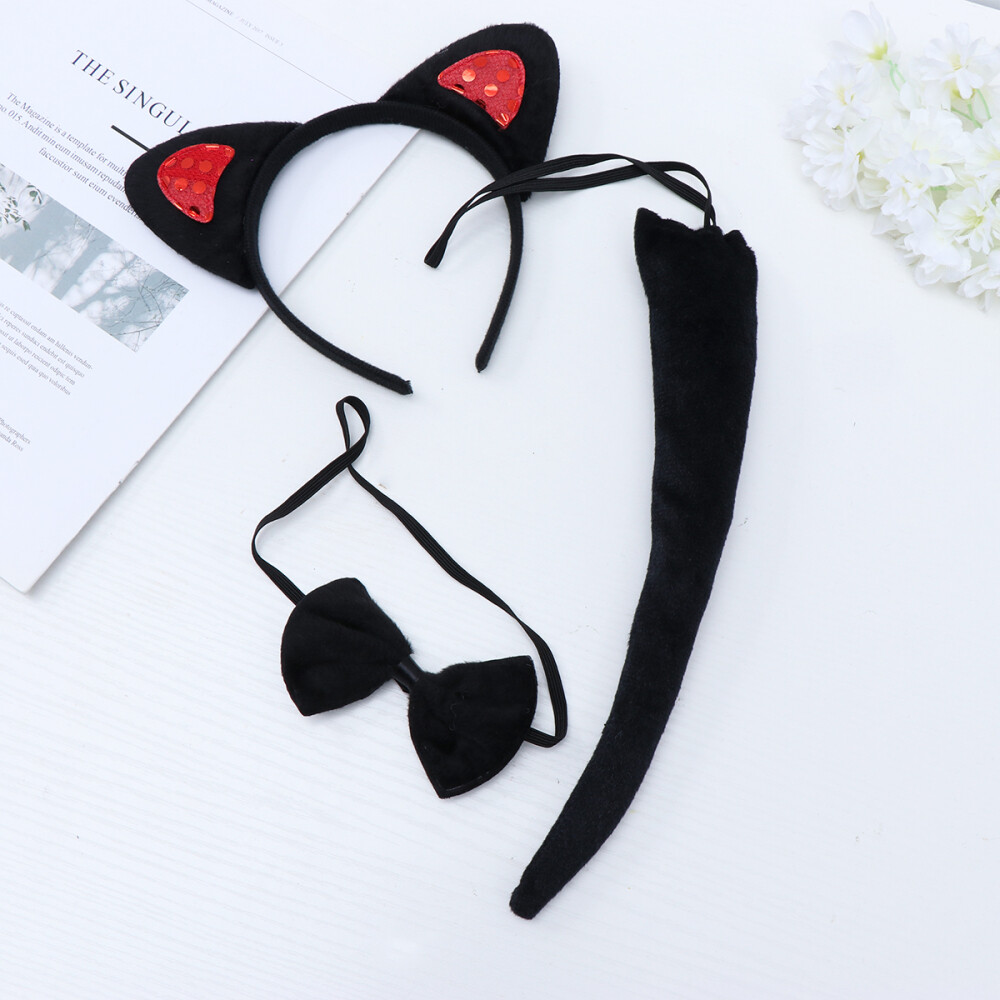 3 Pcs Cat Cosplay Outfit Headbands for Women Ears Tail Kids Clothing