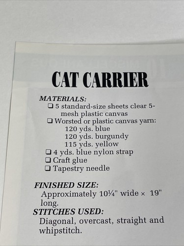 Annie's Attic Cat Carrier Plastic Canvas Pattern Page - Picture 3 of 4