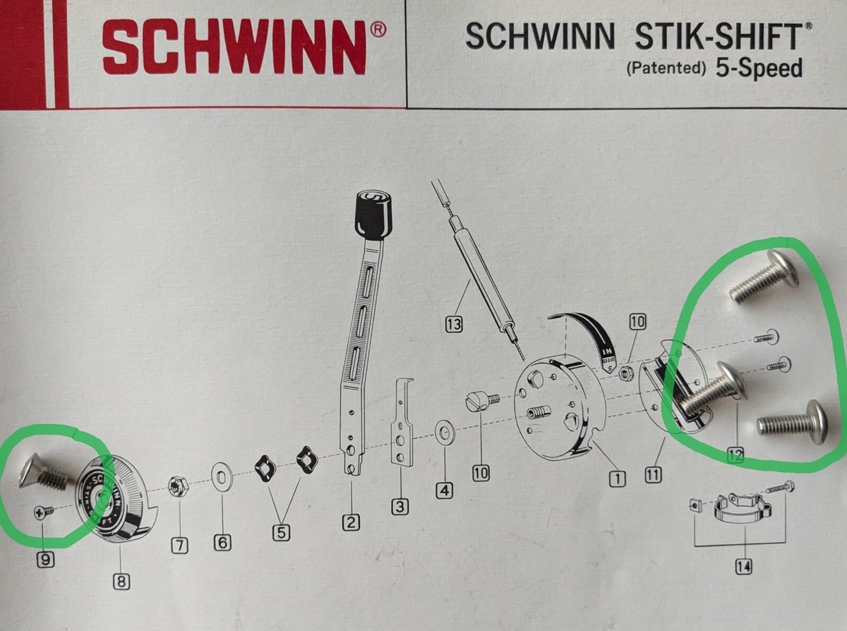 Schwinn 1966-73 Stik Shifter Parts Krate Stingray Fastback
