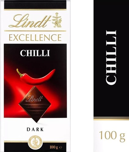Lindt Excellence Dark Chilli Chocolate Bar Each 100g (Pack Of 3) Perfect Gift - Picture 2 of 4