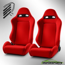 Reclinable Red Fabric Classic Style Racing Seats Leftright Wslider